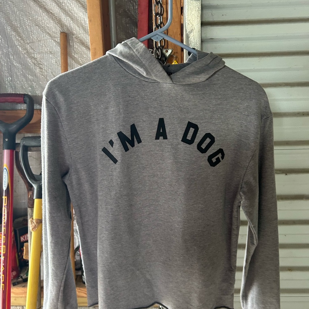 Gray Hoodie with 'I'm a Dog' Print